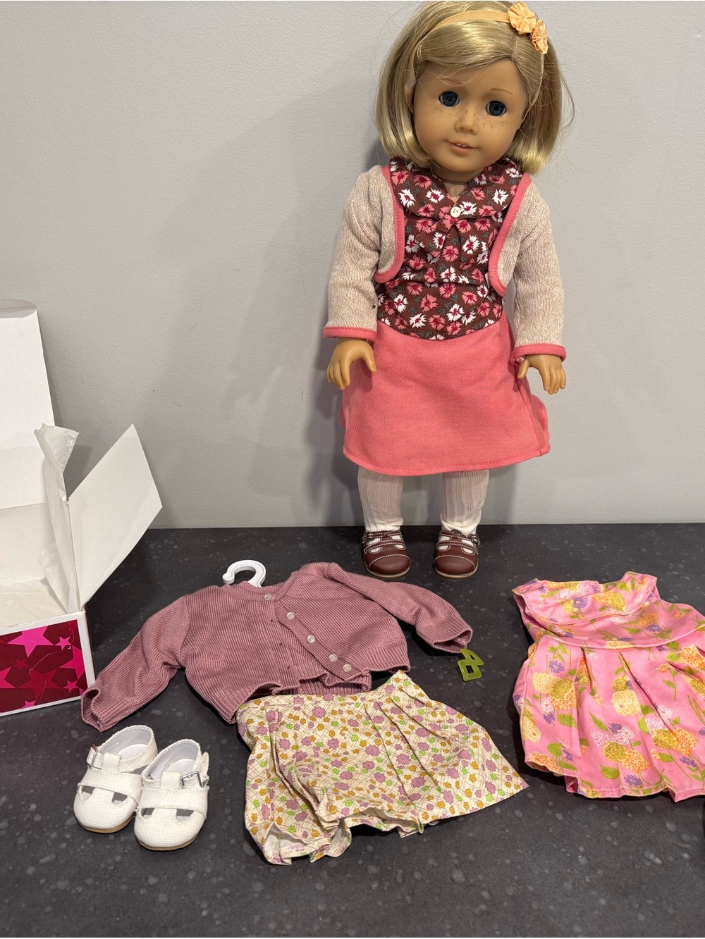 American Girl Kit 18" Doll Wearing Pink School Dress See Pictures